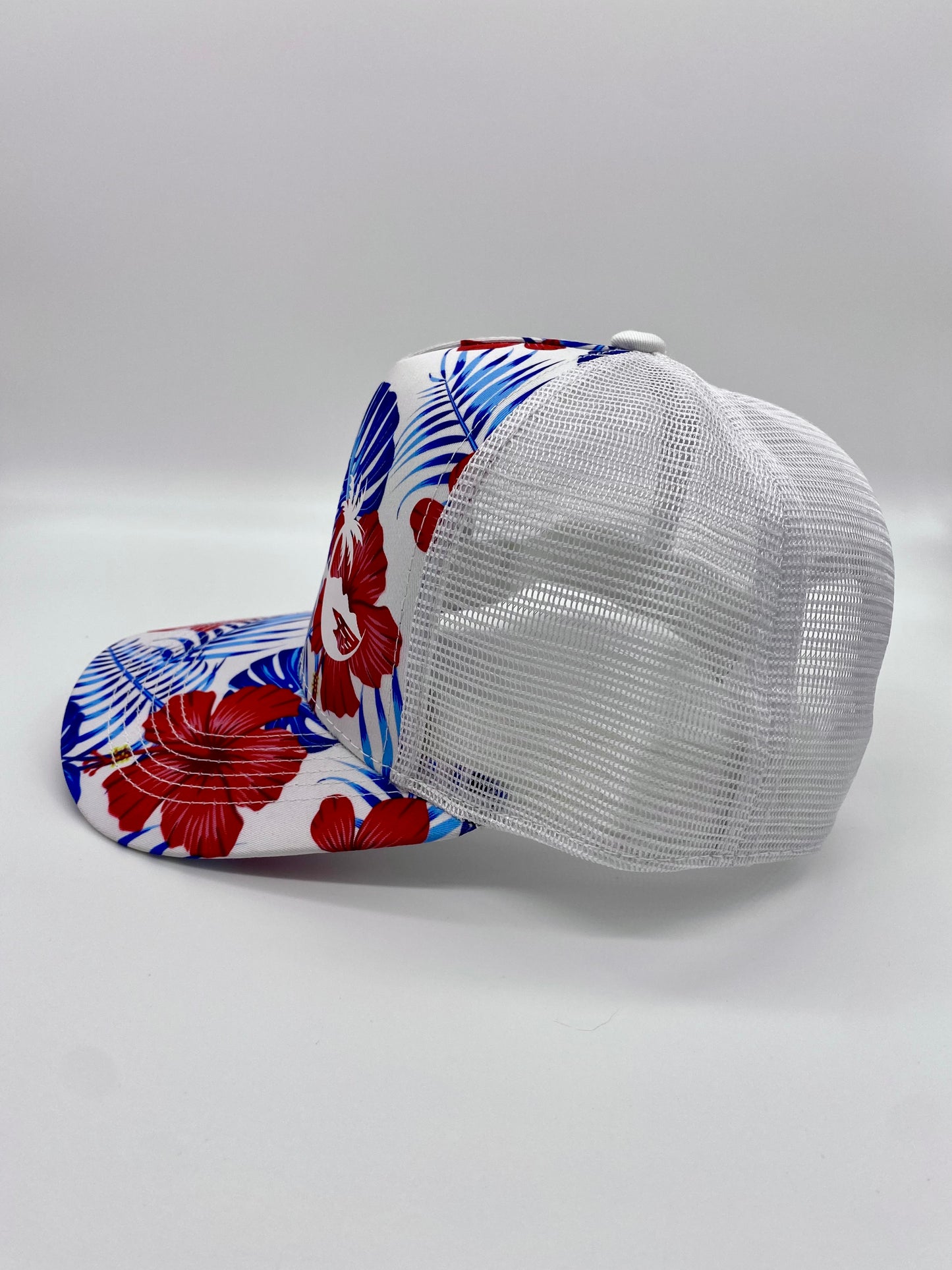 Red and Blue Floral Trucker Hat