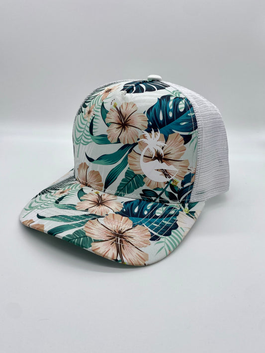 Sea Foam Floral Trucker Hat