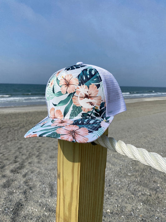 Sea Foam Floral Trucker Hat